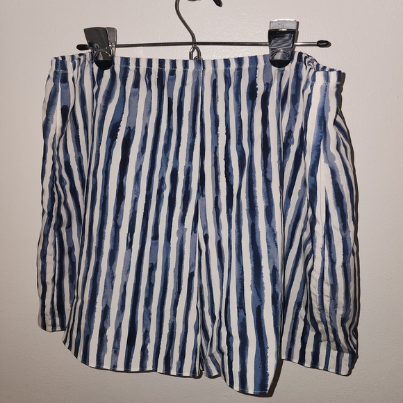 Vince High Waist Blue and White Striped Shorts